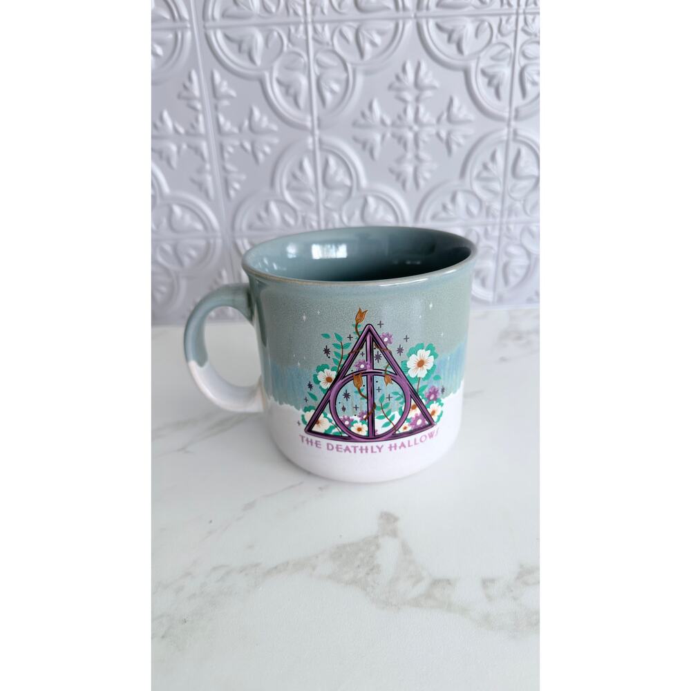 Silver Buffalo Harry Potter Deathly Hallows Floral Coffee Cup 20oz NEW - Picture 3 of 5
